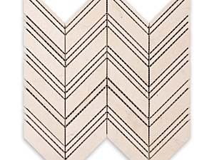 Crema Marfil Marble Chevron with Thin Crema Marfil Strips Polished or Honed